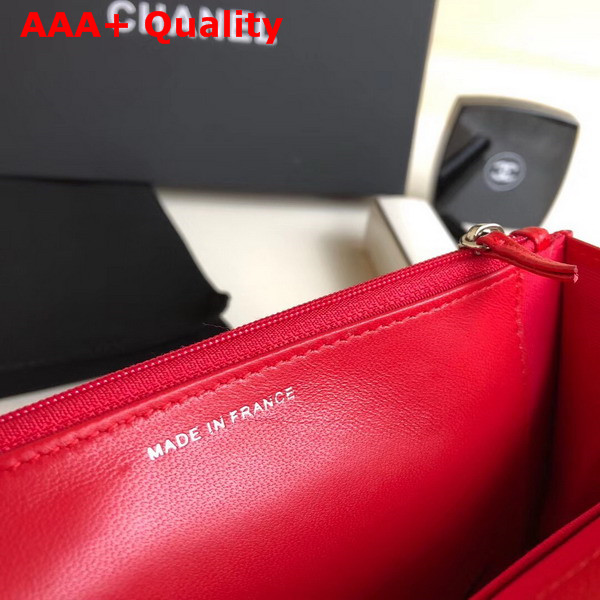 Chanel Wallet on Chain Red Chevron Grained Calfskin Replica