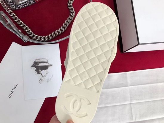 Chanel White Camellia Mule Lambskin