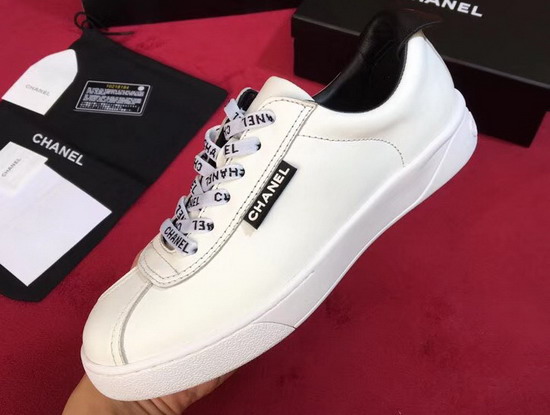 Chanel White Leather Sneakers