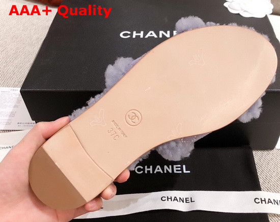 Chanel Winter Mules in Light Purple Sheepskin with Crystal Replica