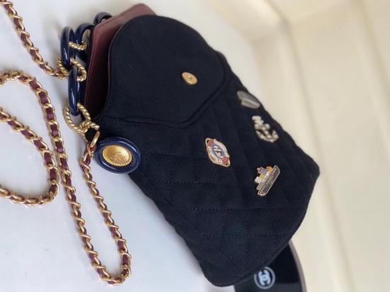 Chanel Wool and Lambskin Bucket Bag Black