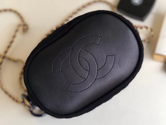 Chanel Wool and Lambskin Bucket Bag Black