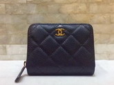 Chanel Zip Around Card Holder Wallet in Black with Gold Hardware