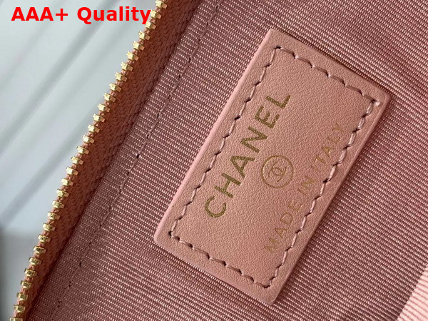 Chanel Zipped Coin Purse Grained Calfskin Gold Tone Metal Light Pink Replica