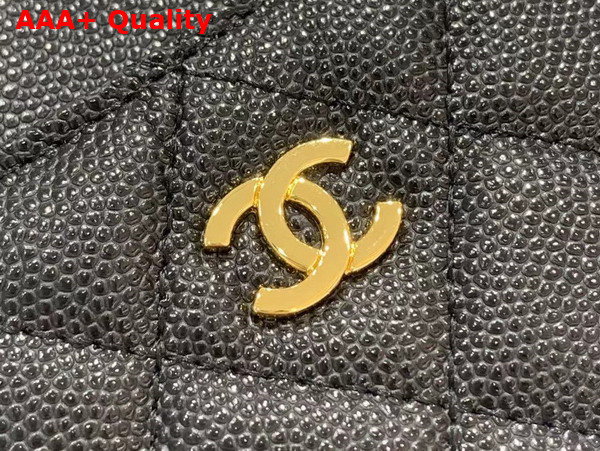 Chanel Zipped Coin Purse in Black Grained Calfskin with Gold Tone Metal Replica