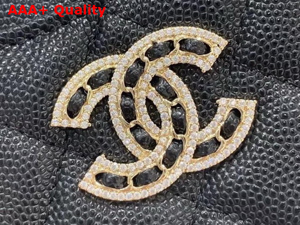 Chanel Zipped Coin Purse in Grained Calfskin with Gold Tone Metal Black Replica