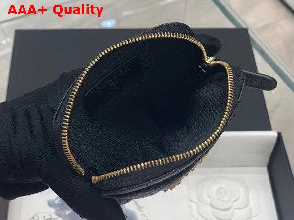 Chanel Zipped Coin Purse in Grained Calfskin with Gold Tone Metal Black Replica