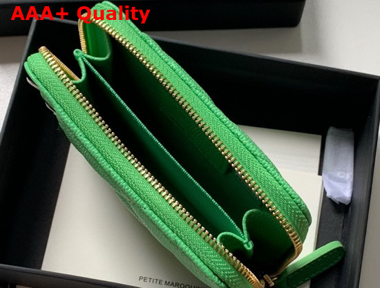 Chanel Zipped Coin and Card Purse in Green Grained Calfskin Replica