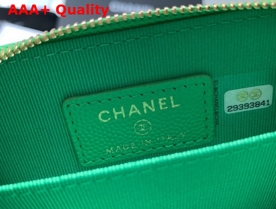 Chanel Zipped Coin and Card Purse in Green Grained Calfskin Replica