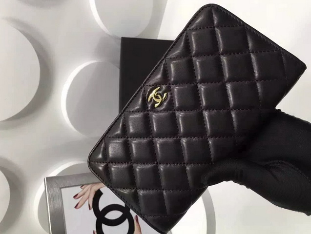 Chanel Zipped Wallet Black Lambskin for Sale