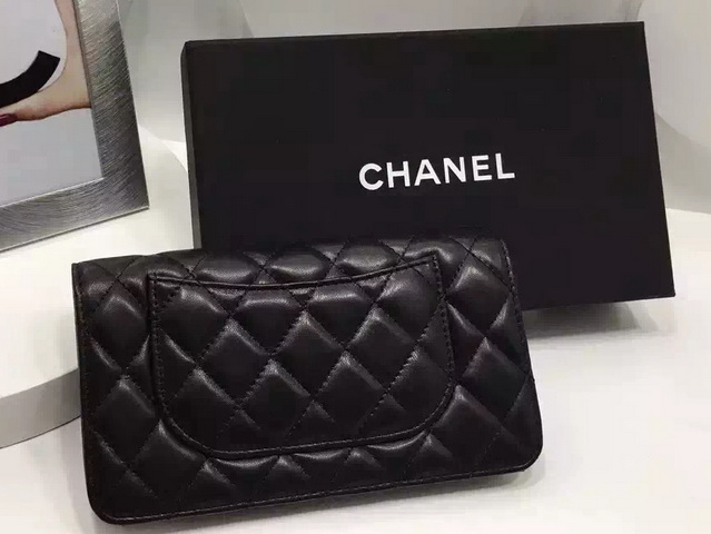 Chanel Zipped Wallet Black Lambskin for Sale