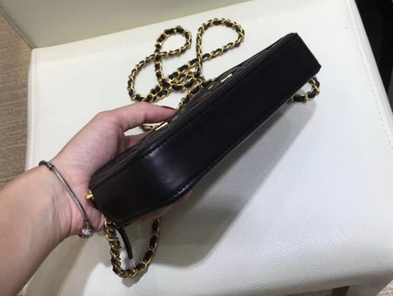 Chanel Zipped Wallet On Chain Black Grained Calfskin