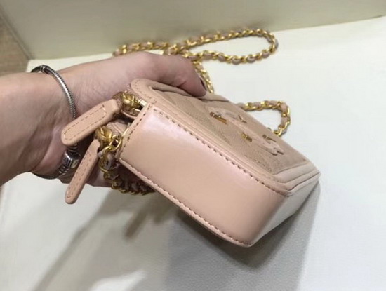 Chanel Zipped Wallet On Chain Pink Grained Calfskin