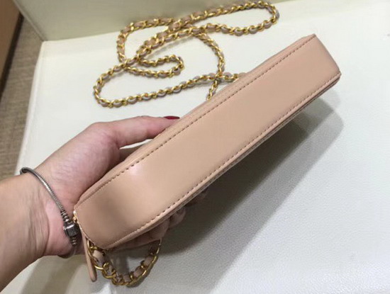 Chanel Zipped Wallet On Chain Pink Grained Calfskin