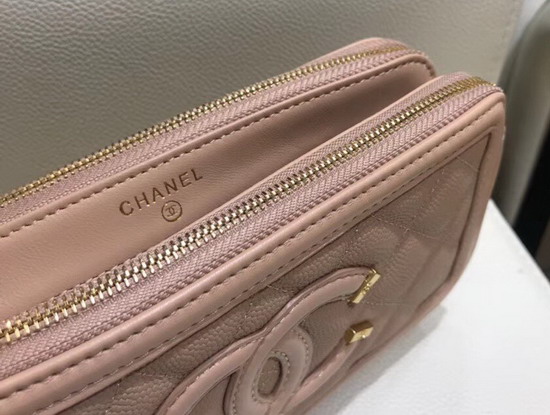 Chanel Zipped Wallet On Chain Pink Grained Calfskin