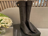 Chanel Zippy High Boots in Black Stretch Lambskin and Patent Leather Replica