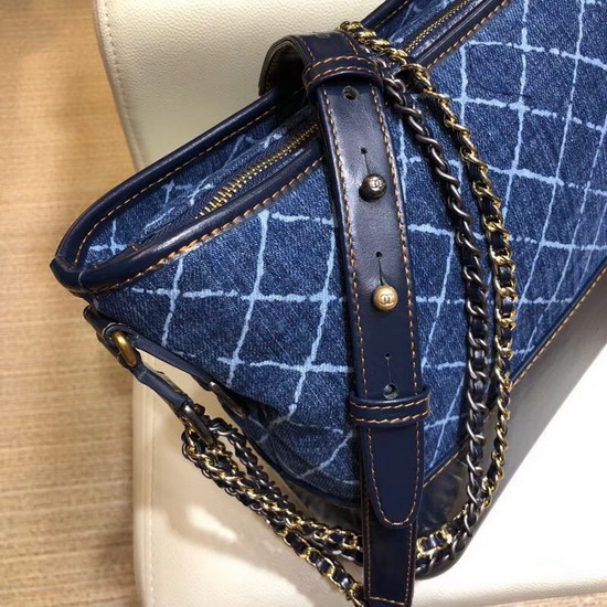 Chanels Gabrielle Hobo Bag in Blue Denim and Black Calfskin