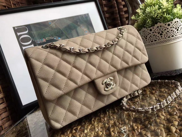 Classic Flap Bag Beige Suede Leather Silver Hardware for Sale