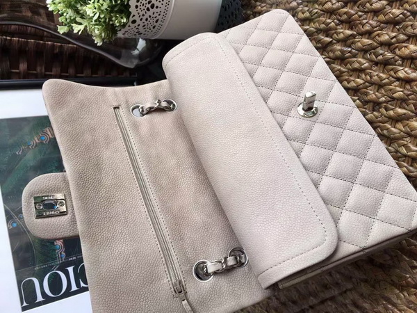 Classic Flap Bag Beige Suede Leather Silver Hardware for Sale