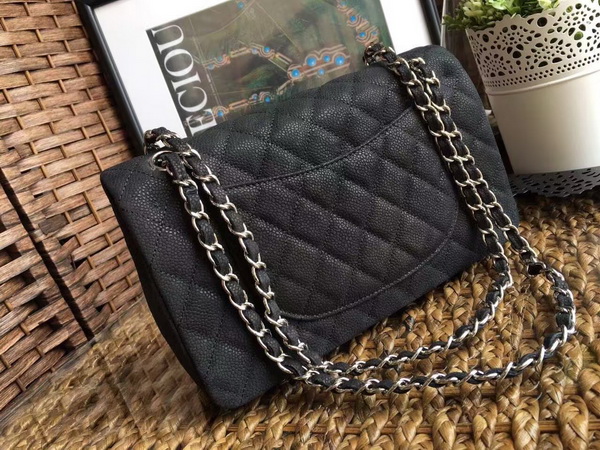 Classic Flap Bag Black Suede Leather Silver Metal for Sale