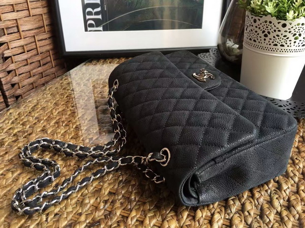 Classic Flap Bag Black Suede Leather Silver Metal for Sale