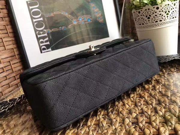 Classic Flap Bag Black Suede Leather Silver Metal for Sale