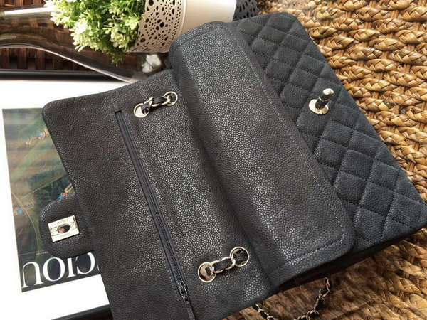 Classic Flap Bag Black Suede Leather Silver Metal for Sale