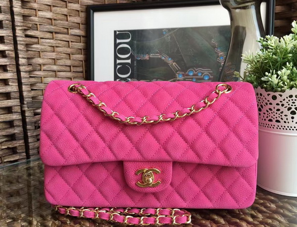 Classic Flap Bag Pink Suede Leather Gold Hardware for Sale