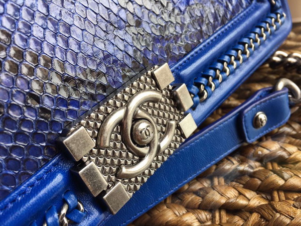 Le Boy with Handle Blue Python Silver Hardware for Sale