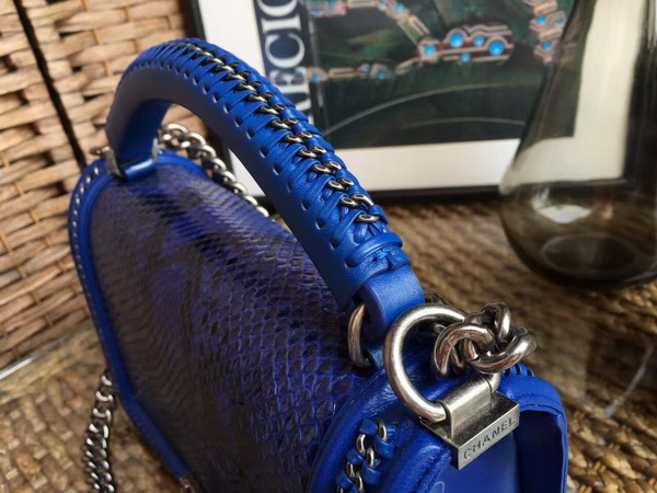 Le Boy with Handle Blue Python Silver Hardware for Sale