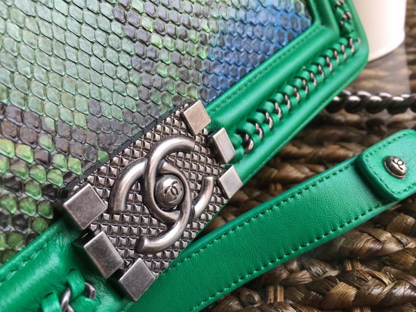 Le Boy with Handle Green Python Silver Hardware for Sale