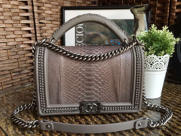 Le Boy with Handle Grey Python Silver Hardware for Sale