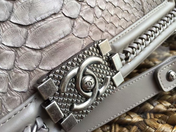 Le Boy with Handle Grey Python Silver Hardware for Sale