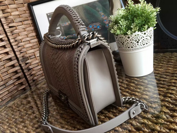 Le Boy with Handle Grey Python Silver Hardware for Sale