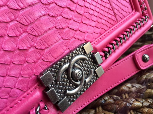 Le Boy with Handle Pink Python Silver Hardware for Sale