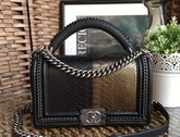 Le Boy with Handle Python Black and Antique Brass for Sale