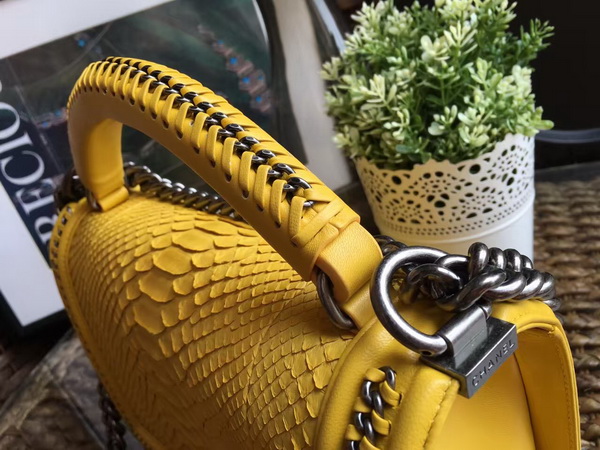 Le Boy with Handle Yellow Python Silver Hardware for Sale