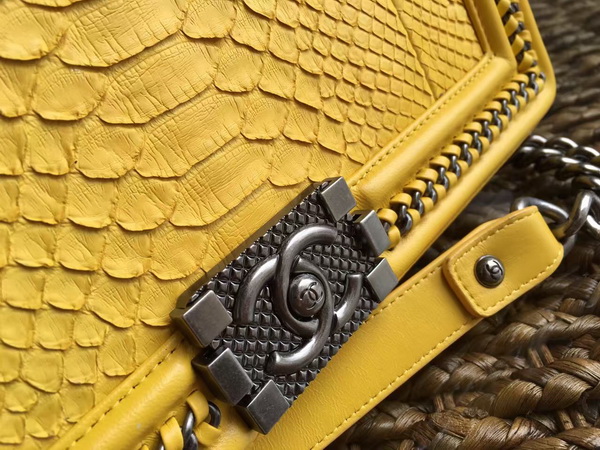 Le Boy with Handle Yellow Python Silver Hardware for Sale