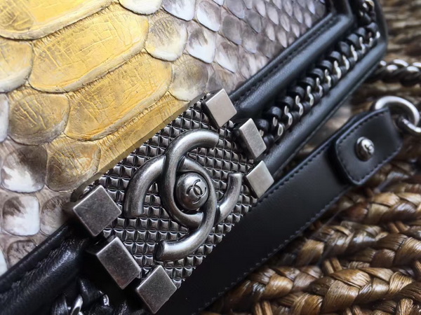 Le Boy with Handle Yellow and Beige Python for Sale