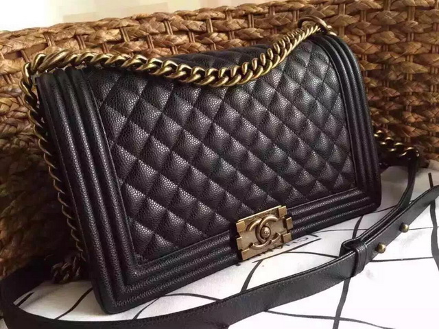 Medium Boy Chanel Flap Bag Black Caviar for Sale