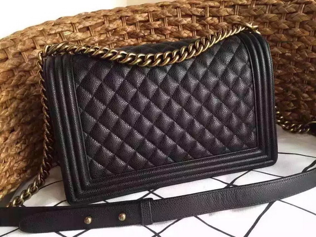 Medium Boy Chanel Flap Bag Black Caviar for Sale