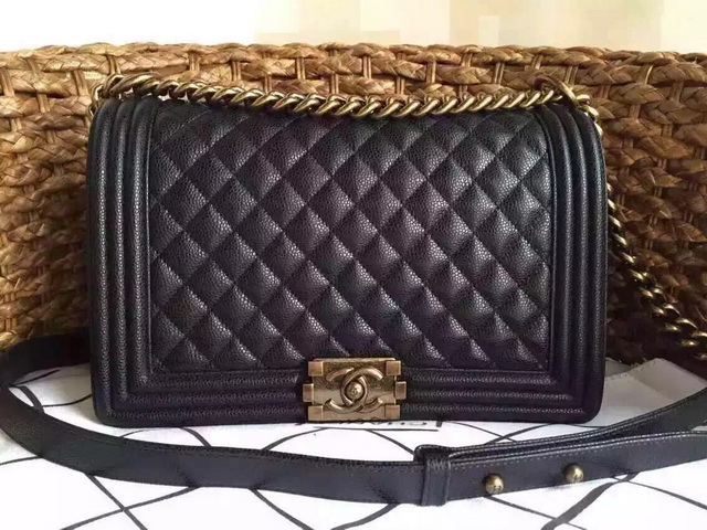 Medium Boy Chanel Flap Bag Black Caviar for Sale