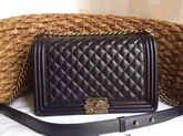 Medium Boy Chanel Flap Bag Black Lambskin Gold Hardware for Sale