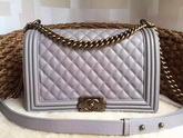 Medium Boy Chanel Flap Bag Grey Caviar Gold Hardware for Sale