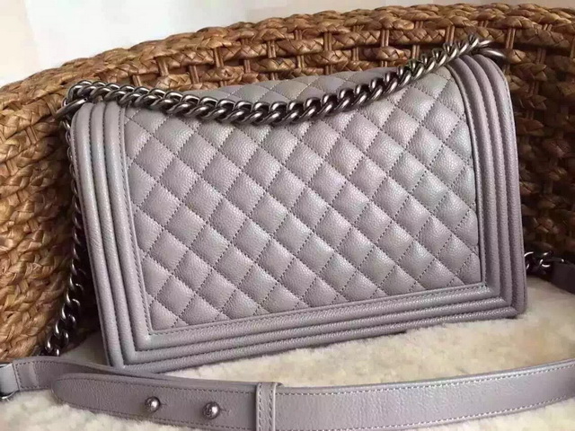 Medium Boy Chanel Flap Bag Grey Caviar Silver Hardware for Sale