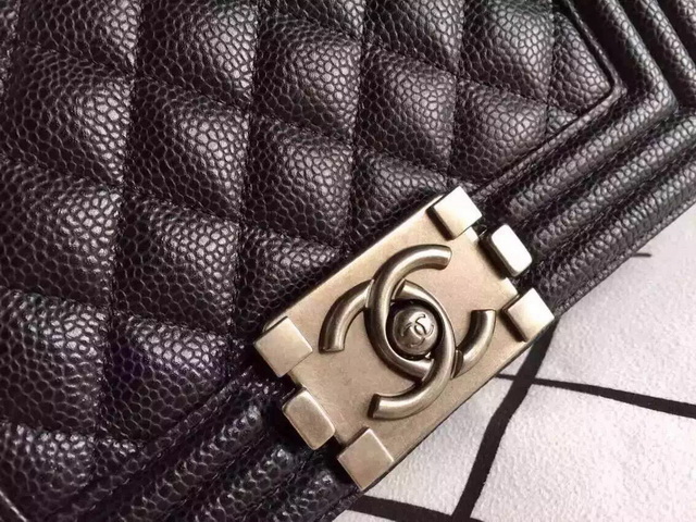 Small Boy Chanel Flap Bag Black Caviar Silver Hardware for Sale