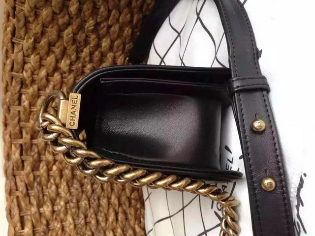 Small Boy Chanel Flap Bag Black Lambskin Gold Hardware for Sale