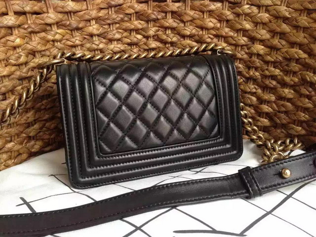 Small Boy Chanel Flap Bag Black Lambskin Gold Hardware for Sale