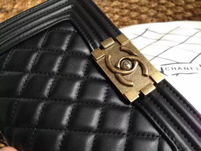 Small Boy Chanel Flap Bag Black Lambskin Gold Hardware for Sale