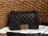 Small Boy Chanel Flap Bag Black Lambskin Gold Hardware for Sale